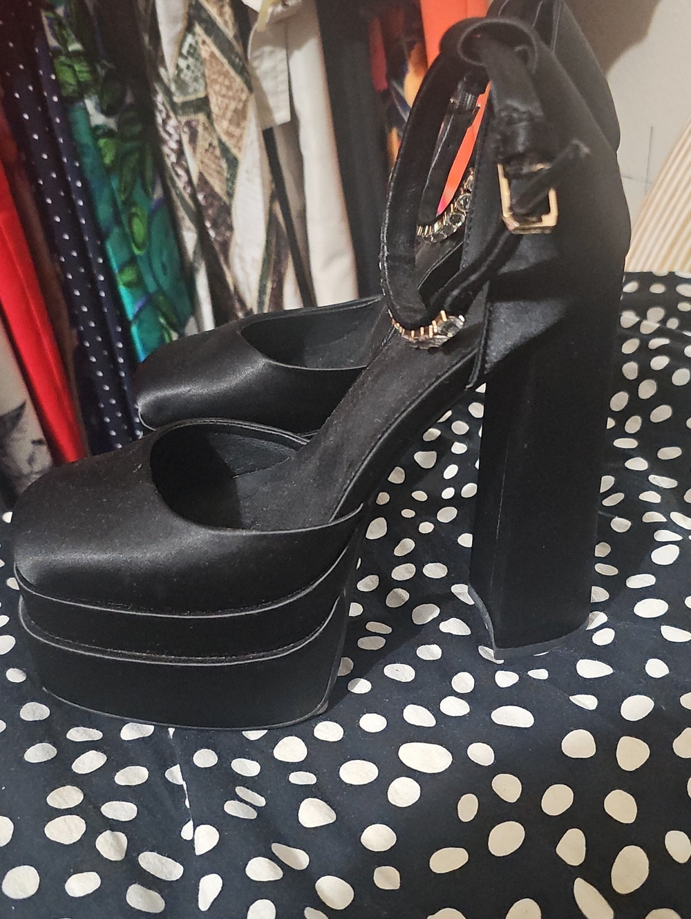 Black Platform Block Heel Sandals - Women